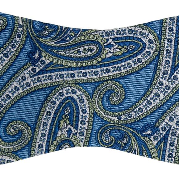 Daniel Cremieux Blue Paisley 100% Silk Self Tie Bow Tie - Picture 2 of 6